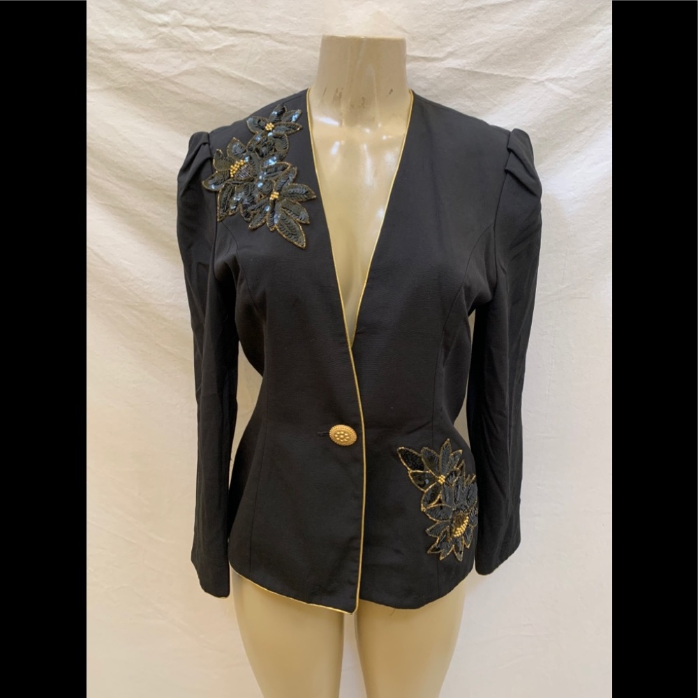 VTG Abby Kent Sz 10 Embellished One Button Blazer